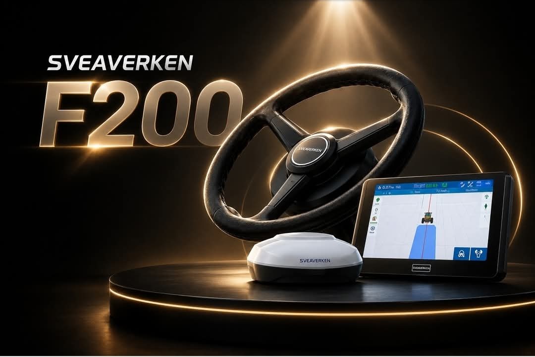 Sveaverken F200 — volan sa motorom za automatsko upravljanje, RTK antena i ekran osetljiv na dodir